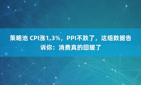 策略池 CPI涨1.3%，PPI不跌了，这组数据告诉你：消费真的回暖了