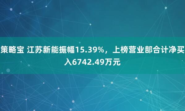 策略宝 江苏新能振幅15.39%，上榜营业部合计净买入6742.49万元