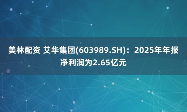 美林配资 艾华集团(603989.SH)：2025年年报净利润为2.65亿元